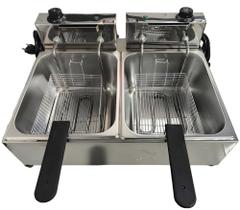 Fritadeira Elétrica Industrial 2 Cubas 14 Litros Inox Profissional até 300ºC até 3000W Fritadeira Elétrica Industrial 2 Cubas 14 Litros Inox Profissional até 300ºC até 3000W