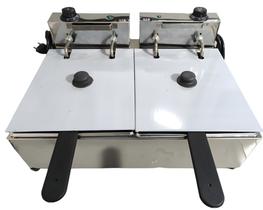 Fritadeira Elétrica Industrial 2 Cubas 14 Litros Inox Profissional até 300ºC até 3000W Fritadeira Elétrica Industrial 2 Cubas 14 Litros Inox Profissional até 300ºC até 3000W