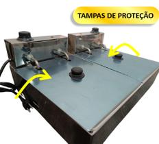 Fritadeira Elétrica Industrial 2 Cubas 5 litros cada com Tampas Fritadeira Elétrica Industrial 2 Cubas 5 litros cada com Tampas