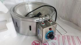 Fritadeira elétrica industrial tacho redondo com óleo 4 litros fritador elétrico - DUVOLT METAIS