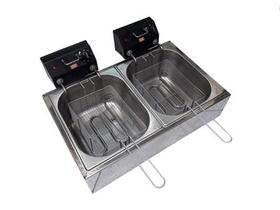 fritadeira elétrica profissional 12 litros 6 litros cada com tampa - Magfryer Inox