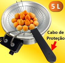 Fritadeira Elétrica Redonda 5 L Tacho c/ Cabo de Proteção Aço Inoxidável