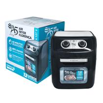 Fritadeira Elétrica Sem Óleo Forno AIR FRYER 12L 1800W FLORENÇA com Cesto 4,5L e 2 Grelhas com Duplo Revestimento Antiaderente, Preto, 12 Litros