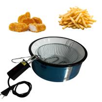 Fritadeira Elétrica Tacho 5 Litros redonda profissional em inox Esmaltada Sem Termostato Fritadeira Elétrica Tacho 5 Litros redonda profissional em inox Esmaltada Sem Termostato