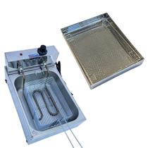 Fritadeira Industrial Elétrica Cuba Inox 5 Litros com Escorredor M Fritadeira Industrial Elétrica Cuba Inox 5 Litros com Escorredor M