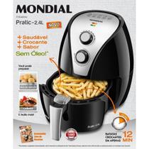 Fritadeira sem Óleo Mondial 2,4L Preto Inox 110V Crocante Rápida Timer 30min Cesto Antiaderente