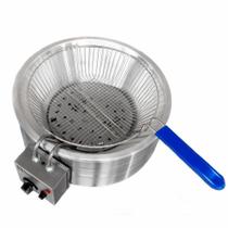 Fritador com Tacho Fritadeira Eleétrica Redonda Salgadinho com Cesto 3 Litros 110v/220v