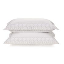 Fronha 2 Peças 200 Fios Bordado Antônia Branco/Prata Karsten