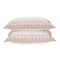 Fronha 2 Peças 200 Fios Bordado Antônia Branco/Rosa Karsten Fronha 2 Peças 200 Fios Bordado Antônia Branco/Rosa Karsten