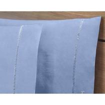 Fronha Avulsa Azul 100% Algodão Percal 150 Fios com ponto palito