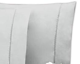 Fronha Avulsa Cinza 100% Algodão Percal 150 Fios com ponto palito Fronha Avulsa Cinza 100% Algodão Percal 150 Fios com ponto palito