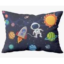 Fronha Avulsa Estampada Solteiro Infantil 50x70 01 Peça Astronauta - Pascogran Store Enxoval