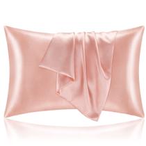 Fronha BEDELITE de seda acetinada para cabelo e pele coral 20x26cm
