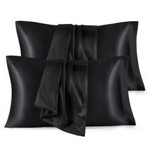 Fronha Bedsure Satin para cabelo e pele Queen Black, pacote com 4 Fronha Bedsure Satin para cabelo e pele Queen Black, pacote com 4