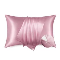 Fronha Bedsure Satin para cabelo e pele rosa king size