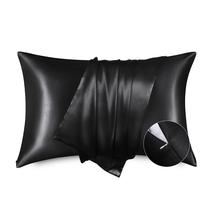 Fronha Bedsure Satin para pele de cabelo com zíper King Black Fronha Bedsure Satin para pele de cabelo com zíper King Black