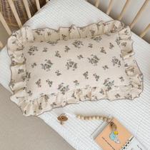 Fronha BuLuTu Toddler de algodão floral 50x36cm com babados