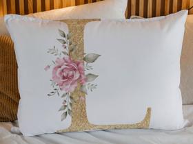 Fronha Capa de Travesseiro Alfabeto Iniciais Glitter Dourado Micro percal 70x50cm Fronha Capa de Travesseiro Alfabeto Iniciais Glitter Dourado Micro percal 70x50cm