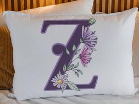 Fronha Capa Travesseiro com Iniciais Alfabeto Letras Turquesa Floral