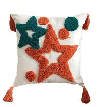 Fronha de algodão Bohemian Tufted Star Design 43x43cm Fronha de algodão Bohemian Tufted Star Design 43x43cm