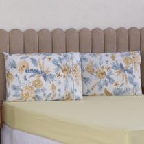 Fronha de Algodão Percal 180 Fios Ponto Palito Estampada Kit 02 Peças Toque Macio!