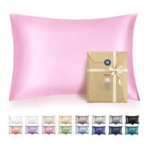 Fronha de cetim Bedsure, kit com 2, 51 x 66 cm, rosa, com zíper
