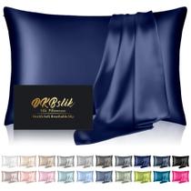 Fronha de seda DKBSlik Mulberry Silk Queen Size azul marinho Fronha de seda DKBSlik Mulberry Silk Queen Size azul marinho