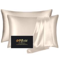 Fronha de seda DKBSlik Mulberry Silk Queen Size Beige, pacote com 2 Fronha de seda DKBSlik Mulberry Silk Queen Size Beige, pacote com 2
