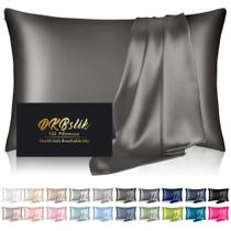 Fronha de seda DKBSlik Mulberry Silk Queen Size cinza escuro Fronha de seda DKBSlik Mulberry Silk Queen Size cinza escuro
