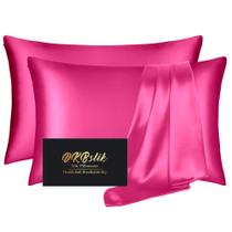Fronha de seda DKBSlik Mulberry Silk Queen Size Hot Pink, pacote com 2 unidades Fronha de seda DKBSlik Mulberry Silk Queen Size Hot Pink, pacote com 2 unidades