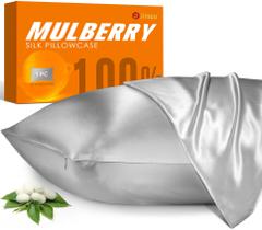 Fronha de seda J JIMOO 100% Mulberry Silk 22 Momme Silver G