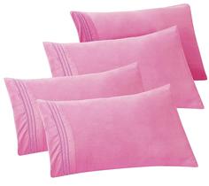 Fronha Elegant Comfort, pacote com 4 unidades, 1500, microfibra King, rosa claro