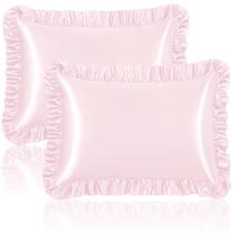 Fronha Homiest Ruffle Satin Queen Size Blush Pink, conjunto de 2