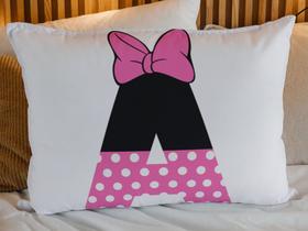 Fronha Infantil Capa de Travesseiro Minnie Rosa Alfabeto Iniciais