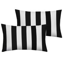 Fronha Leaveland branca/preta listrada 30x50cm algodão/poliéster