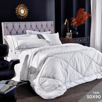 Fronha Luxo Hotel Avulso com Abas e Festonê Cinza 300 Fios 50x90cm - Pérola TEKA Profiline