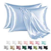 Fronha MR&HM Silk Satin para cabelo e pele, pacote com 2 unidades, azul claro Fronha MR&HM Silk Satin para cabelo e pele, pacote com 2 unidades, azul claro