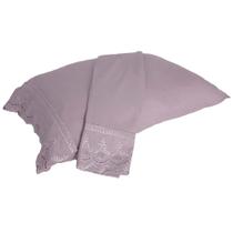 Fronha Niazitex Percal Soft 300 com Renda - 2 Peças 50x70 cm - Cor Rose