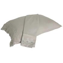 Fronha Niazitex Percal Soft 300 Rendado 2 Peças 50x70 Cinza Claro - Conforto e Elegância