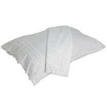 Fronha Niazitex Percal Soft 300 Rendado 2 Peças Branco - Conforto e Elegância