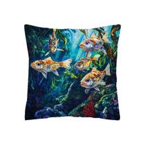 Fronha Ocean Fish Print com tema de verão, 45x45cm, poliéster