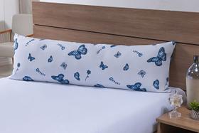 Fronha Para Travesseiro de Corpo 1,50mx50cm 100% Algodão 180 Fios Borboleta Azul