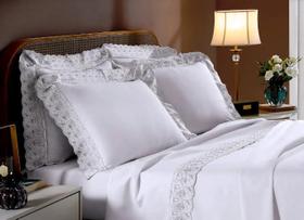 Fronha Percal 200Fios Melody Renda Elen Branco 1pç