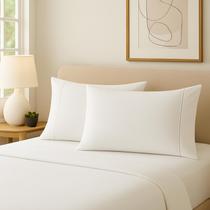 Fronha Percal 300 Fios 100 Algodão 70x50cm Luxo Ponto Palito Kit 2 ou 4 Unidades