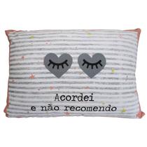 Fronha Portallar Malha 100% Algodão Estampa Localizada Acordei 48cmx68cm Branco