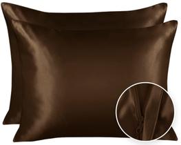 Fronha SHOPBEDDING Luxury Satin Standard Brown (conjunto de 2)