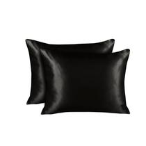 Fronha SHOPBEDDING Satin Silk Black Queen, pacote com 2