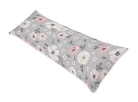 Fronha Sweet Jojo Designs cinza rosa aquarela floral 137x51cm