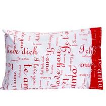 Fronha Te Amo 2 Peças 150 Fios 100% Algodão Vermelho