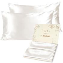 Fronha Yanibest Satin Silk Queen 20x30cm Conjunto de 2 com zíper Fronha Yanibest Satin Silk Queen 20x30cm Conjunto de 2 com zíper
